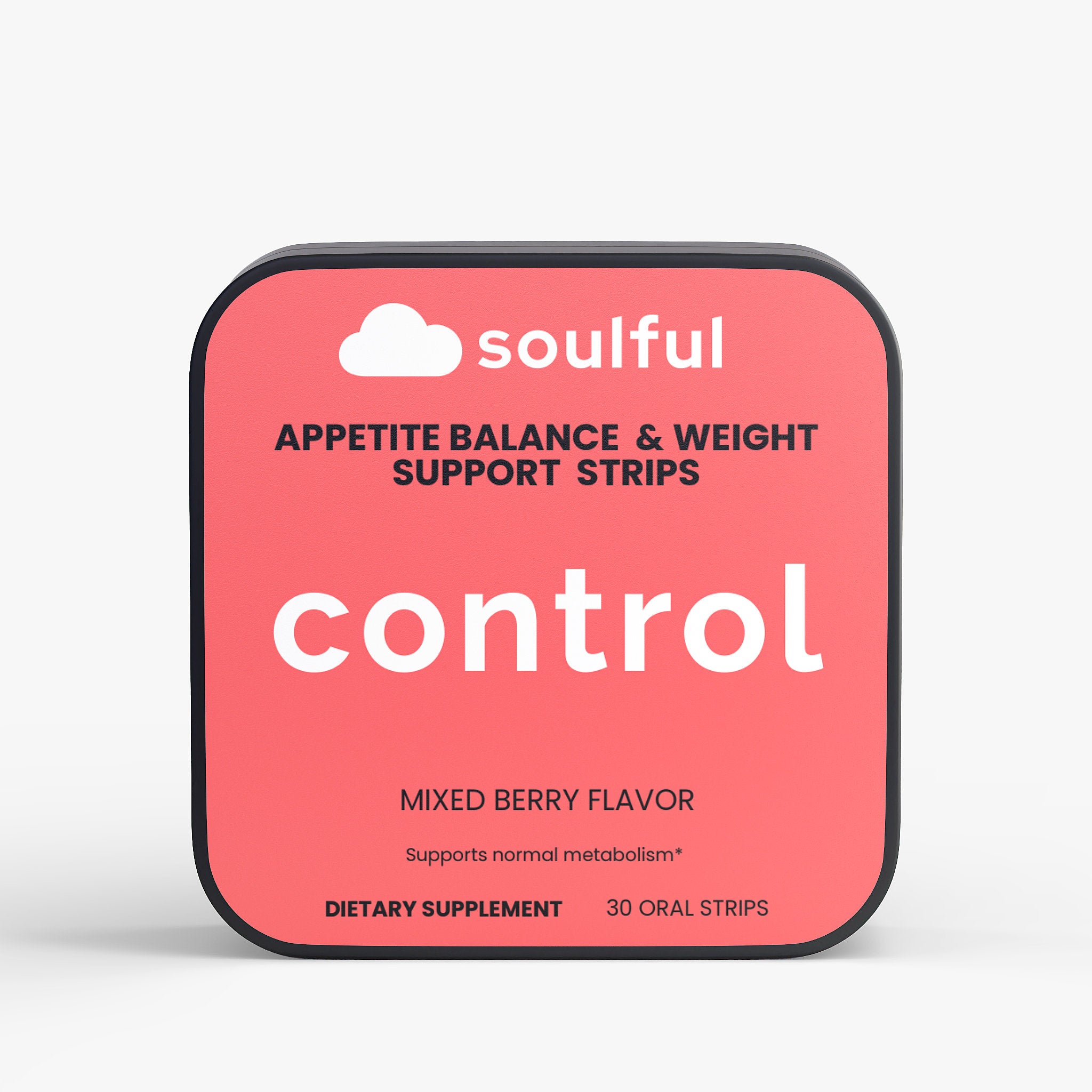 Soulful appetite balance and weight support strips packaging on a white background